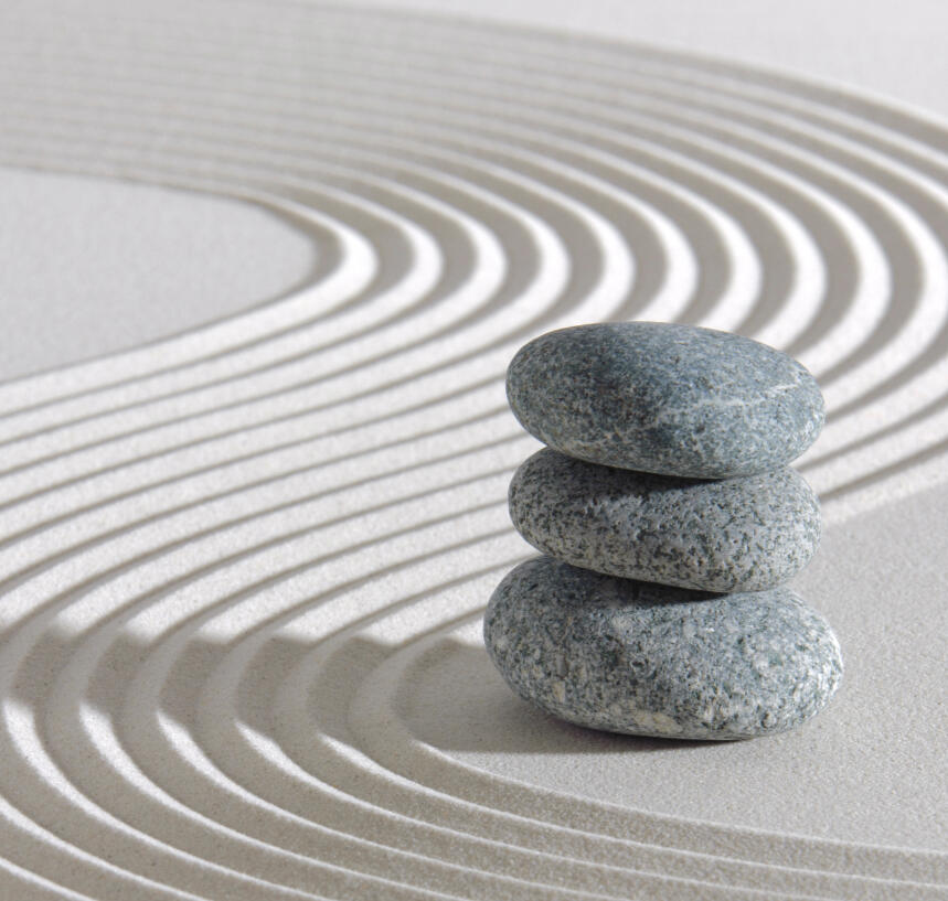 Zen practice swirls in sand, from Japan Advertising + Media Planning